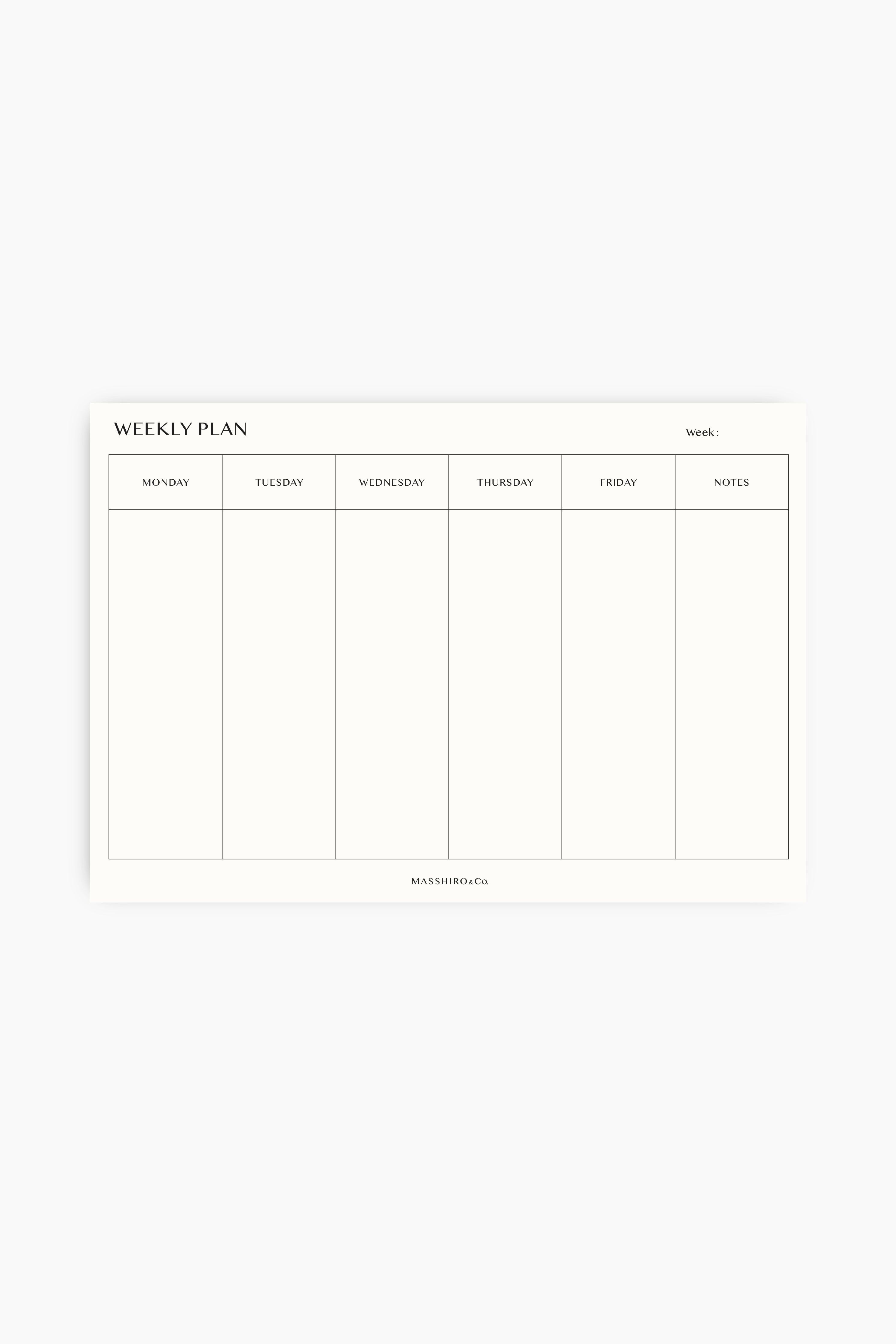 MASSHIRO&Co. WEEKLY PLANNER