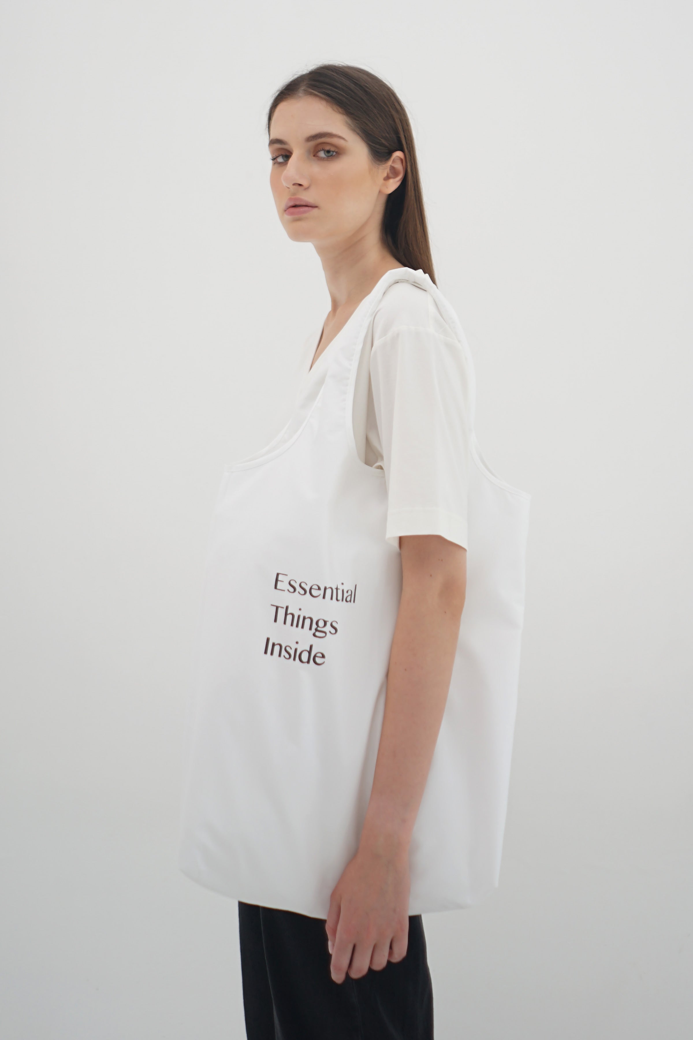 MASSHIRO&Co. FOLDABLE TOTEBAG - White